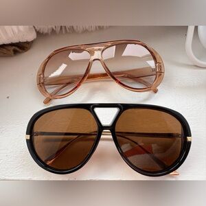 Oversized Women's Sunglasses in Black and Light Brown - Classic Chic